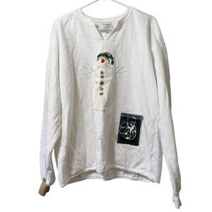 Kunky's Sweatshirt Women Size Large Snowman Pocket The Original Hand Painted